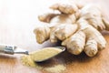 Dried and fresh ginger root. Royalty Free Stock Photo