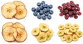Dried Fruit Assortment: Apple, Banana Chips, Blueberries, and Raspberries Royalty Free Stock Photo