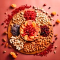 Dried fruit background. Generative AI Royalty Free Stock Photo