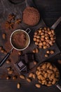 Dried fruit with dark chocolate and cocoa powder