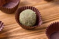 Dried fruit energy balls with dry mint closeup Royalty Free Stock Photo