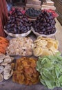 Dried fruit lying on a market stall for sale in the old part of Jerusalem Royalty Free Stock Photo