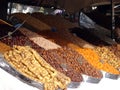 Dried fruit on the market at the Djemaa El-fna Square in Marrakesh Royalty Free Stock Photo