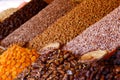 Dried fruit and nuts on market stall at the bazaar in Marrakesh, Morocco Royalty Free Stock Photo