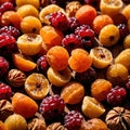 Dried Fruit, preserved organic fruits, dried sweet snacks