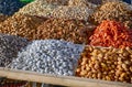 Dried fruit and roasted nuts for sale at the Chorsu market Tashkent