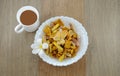 Dried fruit snack with coffe break in the mornig Royalty Free Stock Photo