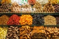 Dried fruit at a street market in Istanbul. Royalty Free Stock Photo