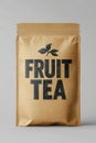 Dried Fruit Tea Blend in Brown Paper Pouch With Black Font Text Design, Packaging Mockup Royalty Free Stock Photo