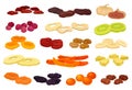 Dried Fruits as Healthy Food with Sweet Taste and Nutritive Value Big Vector Set