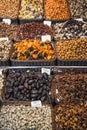 Dried fruits and nuts stall la boqueria market barcelona spain Royalty Free Stock Photo