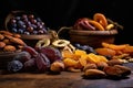 Dried fruits on the table. Generative AI technology