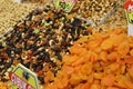 Dried fruits and walnuts sold at the market