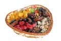 Dried fruits in a wattled basket Royalty Free Stock Photo