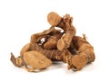 Dried Galangal Roots on white Background - Isolated