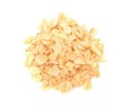 Dried garlic flakes on white background