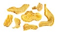 Dried ginger chips falling on transparent background Royalty Free Stock Photo
