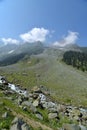 Dried glacier bed in summer, Sonamarg Sonmarg, in the Kashmir Valley. Royalty Free Stock Photo