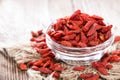 Dried Goji Berries in a bowl Royalty Free Stock Photo