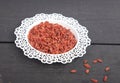 Dried goji berries in white bowl Royalty Free Stock Photo