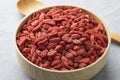 Dried goji berries or wolfberries in a bowl close up Royalty Free Stock Photo