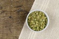 ,dried green pea in half Royalty Free Stock Photo