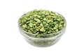 Dried green peas in a glass cup Royalty Free Stock Photo