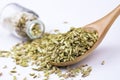 Dried herb, fennel seeds isolated, top view Royalty Free Stock Photo