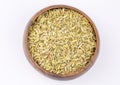 Dried herb, fennel seeds isolated, top view Royalty Free Stock Photo