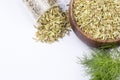 Dried herb, fennel seeds isolated, top view Royalty Free Stock Photo