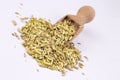 Dried herb, fennel seeds isolated, top view Royalty Free Stock Photo