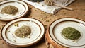 Dried Herbs on Rustic Plates Royalty Free Stock Photo