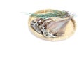 Dried Horse mackerel on a bamboo colander