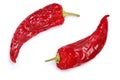 Dried hot wax peppers, paths, top view Royalty Free Stock Photo