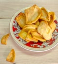 Dried jack fruit chips in small plate Royalty Free Stock Photo