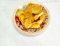 Dried jack fruit chips in small plate
