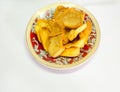 Dried jack fruit chips in small plate Royalty Free Stock Photo