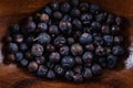 Dried juniper berries on a wooden background Royalty Free Stock Photo