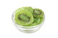 Dried kiwi slices in a glass bowl Royalty Free Stock Photo