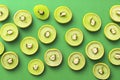 Dried kiwi slices by using a lively lime green background.