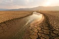 Dried lake and river metaphor climate change and drought Royalty Free Stock Photo