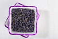 Dried Lavender flowers in square plates Royalty Free Stock Photo