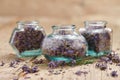 Dried lavender in glass jars