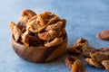 Dried Leaf Apricots in wooden Bowl / Yaprak Kayisi Royalty Free Stock Photo