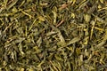 Dried leaves of green bancha tea, full frame.