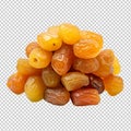 dried light yellow dates isolated on transparent background