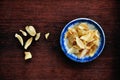 Dried lily in bowl