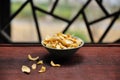 Dried lily in bowl