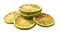 Dried lime slices forming a stack on transparent background Royalty Free Stock Photo