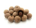 Dried longan with sweet taste isolated on white background Royalty Free Stock Photo